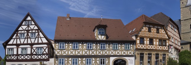 Historic half-timbered houses on the market square, Zeil am Main, Lower Franconia, Bavaria,