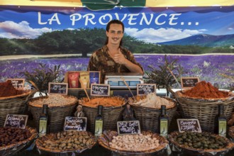 Regional products, farmers' market in Esparron-de-Verdon, Provence-Alpes-Côte d'Azur, Provence,