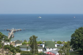 View of the pier from the vantage point, Göhren, Rügen Island, Mecklenburg-Western Pomerania,