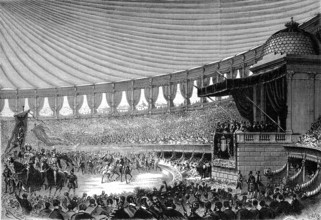 Festivities in Turin, Circus, Event in Charles Emmanuel Square, Place Charles-Emmanuel, 1869,