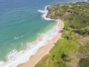 Aerial view of Paliku aka Donkey Beach, Kauai, Hawaii, USA, North America