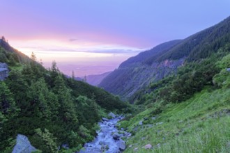 Mountain landscape at the upper course of the Balea stream in the Fagaras Mountains, also Fogaras