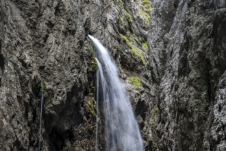 Waterfall, Hammersbach flows through Höllentalklamm, near Garmisch-Partenkirchen, Werdenfelser