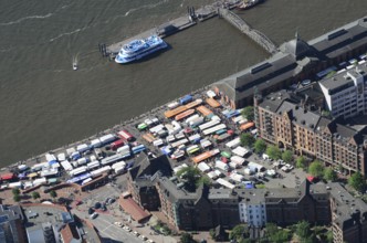 Aerial view, Hamburg fish market, St. Pauli fish market, market, Elbe, fish auction hall, Hamburg,