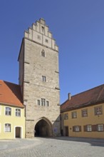 Rothenburg Gate as part of the historic town fortifications, town gate, town tower, Dinkelsbühl,