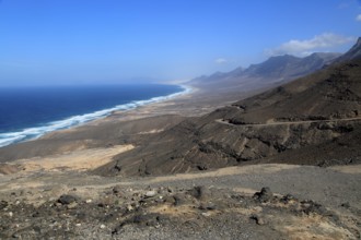 Viewpoint to Cofete beach Atlantic Ocean coast, Jandia peninsula, Fuerteventura, Canary Islands,