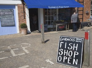 Gurneys fish shop in the village of Burnham Market, Norfolk, England, United Kingdom, Europe