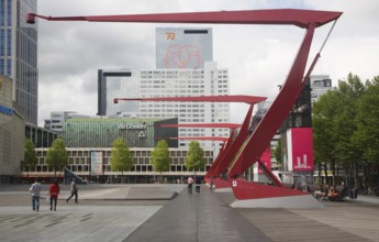 The Schouwburgplein designed by architect Adriaan Geuze modern city square on the roof of a car