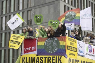 Joint strike by Fridays for Future and local transport workers from the ver.di trade union, in