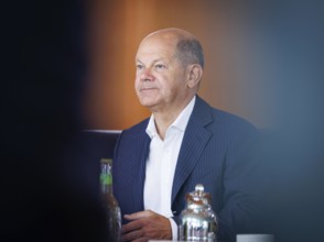 Olaf Scholz, Federal Chancellor, pictured at the start of a cabinet meeting in the Federal