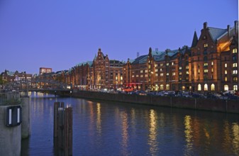 Europe, Germany, Hamburg, historic warehouse district, view from the customs canal to the former