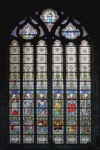 10th century Gothic St. Bavo Cathedral, Stained-Glass window, Ghent, Flanders, Belgium, Europe