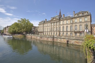 Historic Palais Rohan built in 1742 and the River Ill, Grande Île, Strasbourg, Bas-Rhin, Alsace,