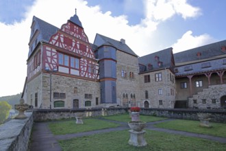 Inner courtyard of the historic castle, castle, old town, Limburg, Hesse, Germany, Europe