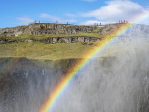 Water veil and rainbow, waterfall Dettifoss, east side, Iceland, Europe