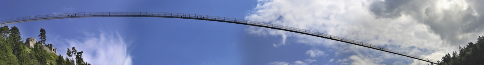 The Highline 179 in Reutte, Tyrol. It is one of the longest pedestrian suspension bridges in the