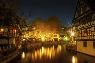 Strasbourg at Christmas time: La Petite France neighbourhood after dark