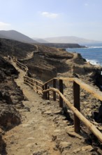 Cliff top footpath at Ajuy, Fuerteventura, Canary Islands, Spain, Europe