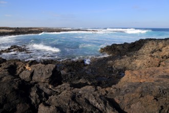 Coastal landscape near Majanicho on north coast of Fuerteventura, Canary Islands, Spain, Europe