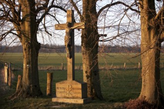 Field cross at the Wevelsburg wind farm, Paderborn plateau, Büren, East Westphalia-Lippe, North