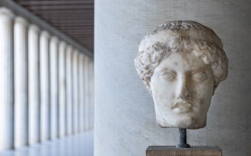 Head of Goddess Artemis, Stoa of Attalos, Ancient Agora of Athens, Greece, Europe