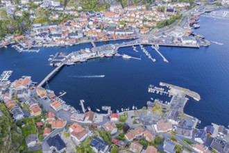 Aerial view over island Kragerø, traditional village and marina at the southern norwegian coast,