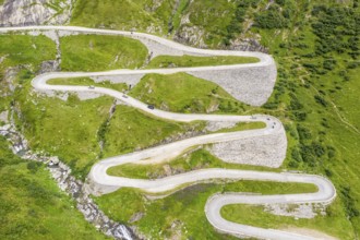 Historical road Tremola, mountain pass Sasso San Gotthardo, Switzeland