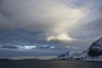 Landscape on the Lofoten in Norway in winter, Lofoten, Norway, Scandinavia, Europe