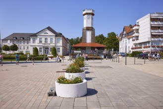 Salinenklinik, historic inhalatorium with clock tower and spa park hotel in Bad Salzuflen, Lippe