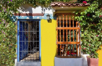 Colombia, Scenic colorful streets of Cartagena in historic Getsemani district near Walled City,