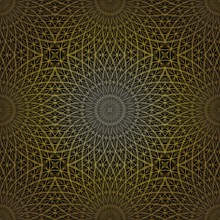 Geometric gold lace seamless pattern. Arabic tile lattice vector background.