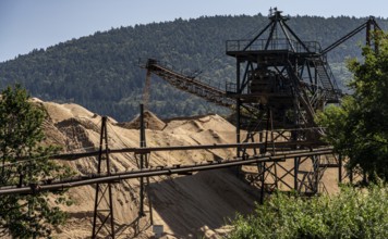 Old gravel and sand works on the River Main between Miltenberg and Freudenstadt, Bavaria, Germany,