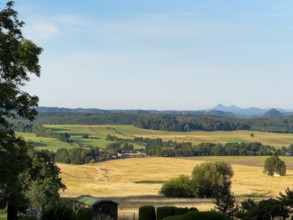 Summer landscape, hills, fields and mountains, Jizera Mountains, Czech Republic, Europe