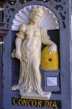 Symbolic figure Concordia, Eintracht, portal detail on the town hall Münden, Weser Renaissance,