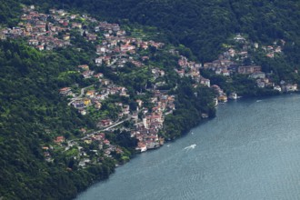 Panoramic view of beautiful villages of Lake Como, Lombardy, Italy, Europe