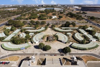 Aerial view of the Handicraft fair, UNESCO, World Heritage Site, Brasilia, Federal district,