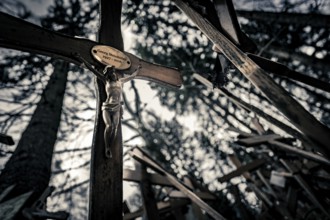 Grave cross in Wald, Kempten, Oberallgäu, Bavaria, Germany, Europe