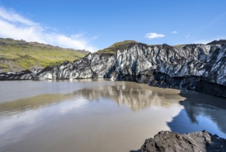 Glacier tongue and lake, Sólheimajökull, South Iceland, Iceland, Europe