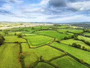 Fields and Farms from a drone, Devon, England, United Kingdom, Europe