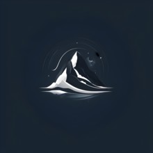 Minimalist illustration of an abstract mountain that cycles through day and night, symbolizing