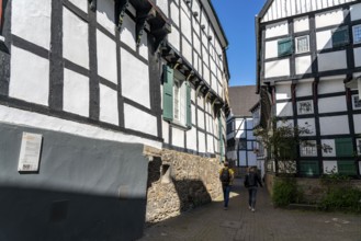 The old town centre of Hattingen, half-timbered houses, alley, North Rhine-Westphalia, Germany,