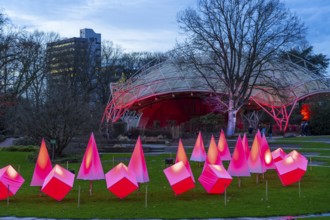 Parkleuchten, event in winter, in the Grugapark in Essen, many different light installations,