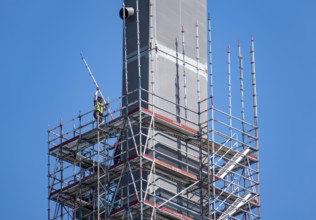 New construction of the motorway bridge Neuenkamp of the A40, over the Rhine near Duisburg,