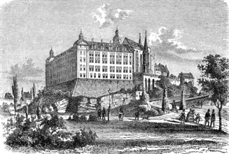 The castle in Altenburg, Saxony, Germany, in 1882, Historical, digital reproduction of an original