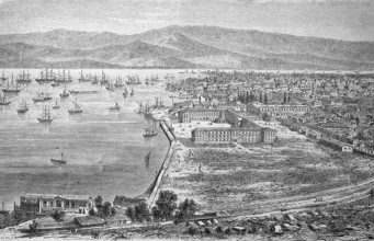 Izmir, formerly Latin as Smyrna, Turkey, in 1880, Historical, digital reproduction of an original