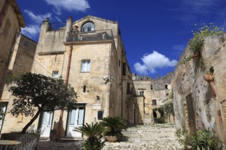 Alley in the historic centre of the Sassi, cave dwellings, Matera, Basilicata, Italy, Europe