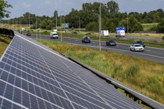 A58 motorway, photovoltaic systems were installed on the slopes to the side of the carriageway, use