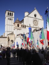 Pilgrimage procession of the fire brigade in Assisi, Umbria, Italy (for editorial use only)