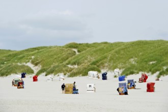 Beach chairs by the sea, Amrum, North Frisian Islands, Schleswig-Holstein, Germany, Europe