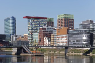 Skyline Media Harbour, Colorium high-rise with Innside Hotel, Sign office tower, Düsseldorf Media